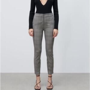 Zara Woman NWT JOGGER WAIST Glen Check Skinny Pants Size XS